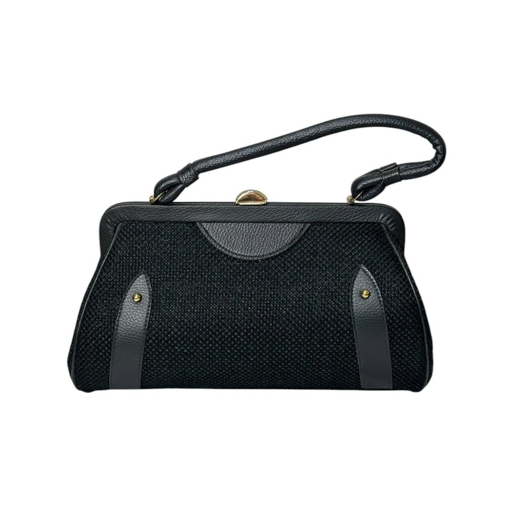 Vintage black nubby wool handbag by Kadin